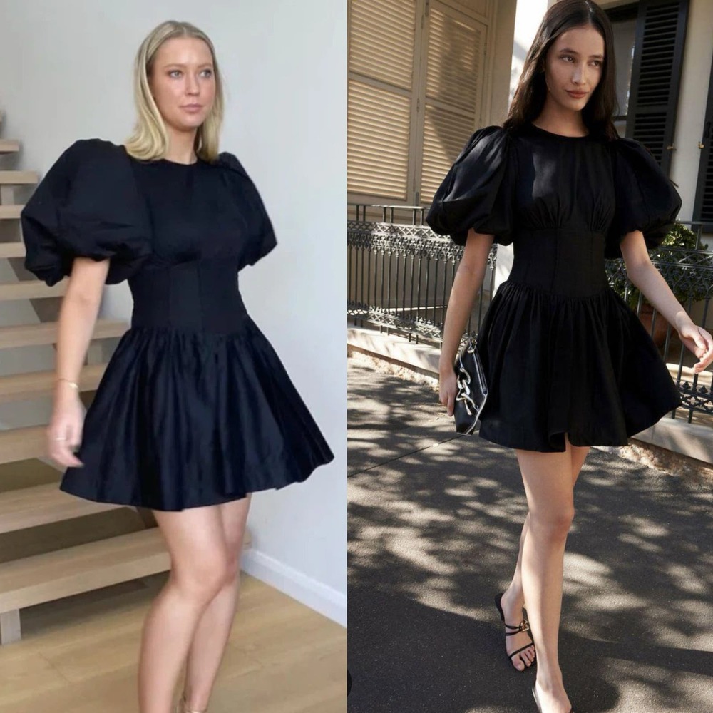 Aje Gianna Puff Sleeve Mini dress Black 12